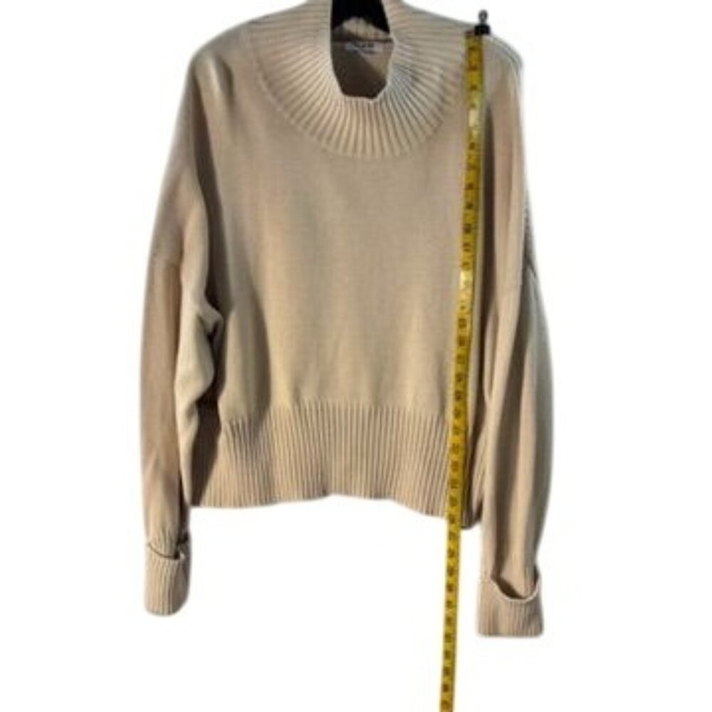 Oversized Beige Ribbed Cotton Sweater Women’s XL - Picture 8 of 9